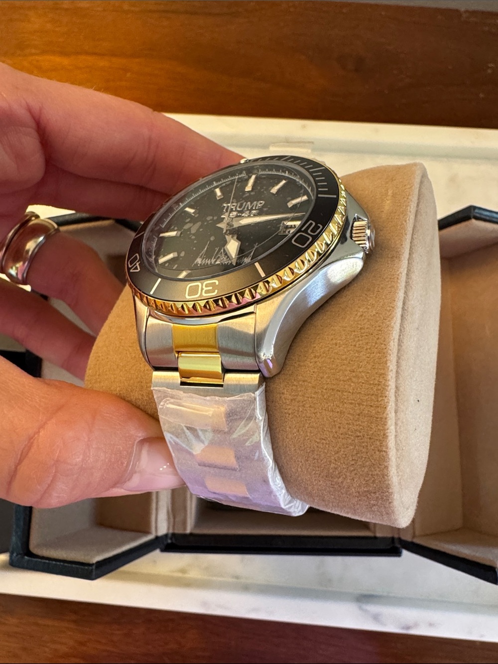 Trump Stainless Steel Two-Tone Watch with Black Dial - Picture 5 of 14